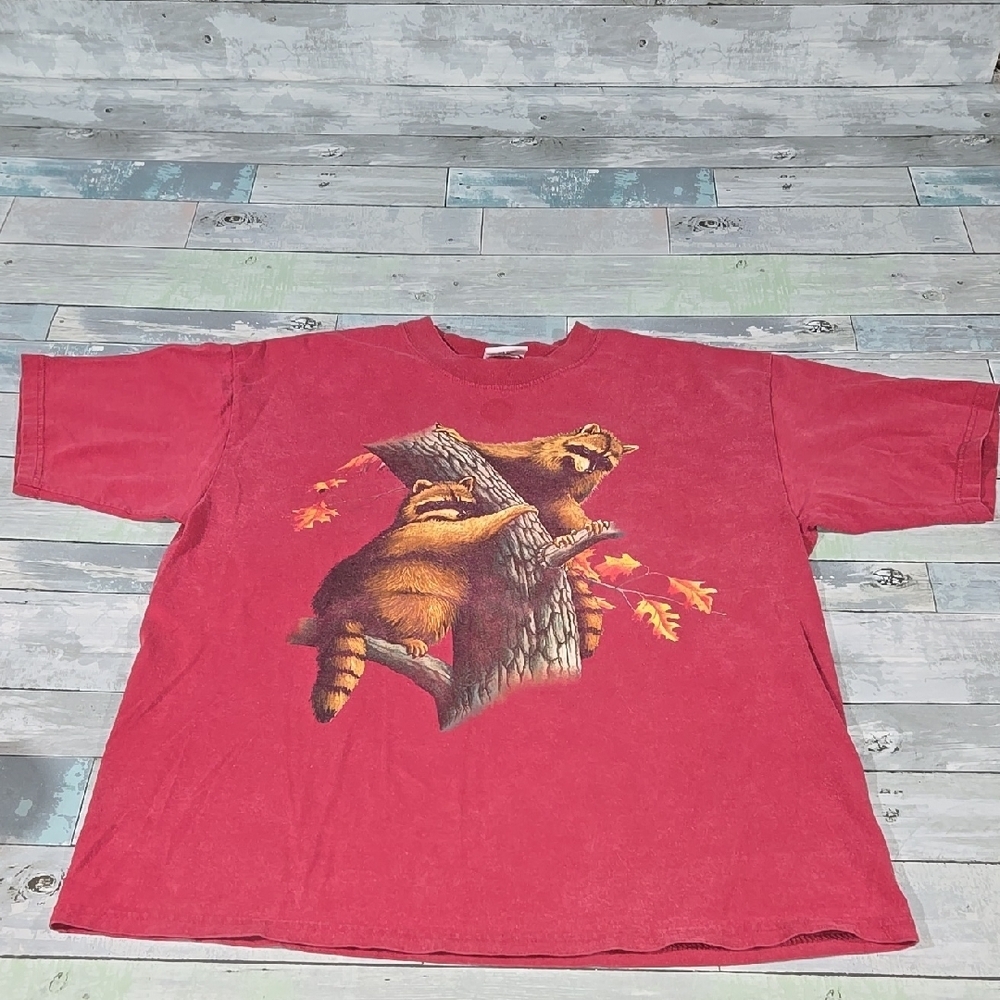 Wild Gear Vintage Made In USA Racoon Print Shirt X-Large